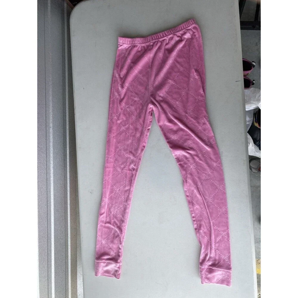 Juicy Couture Girls Pink Velour Monogram Pajama Set Size 12